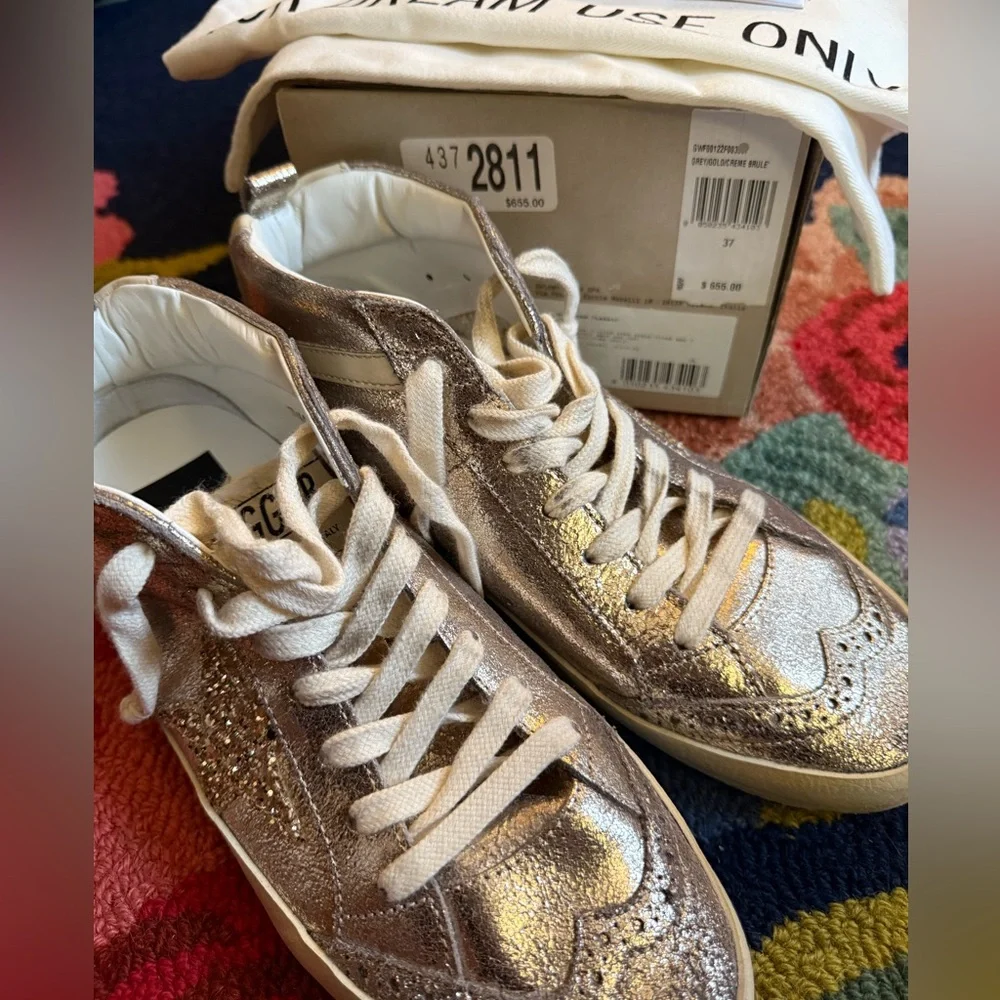 Golden Goose Midstar Private Grey Gold Creme Brule' Sneakers - Picture 5 of 15